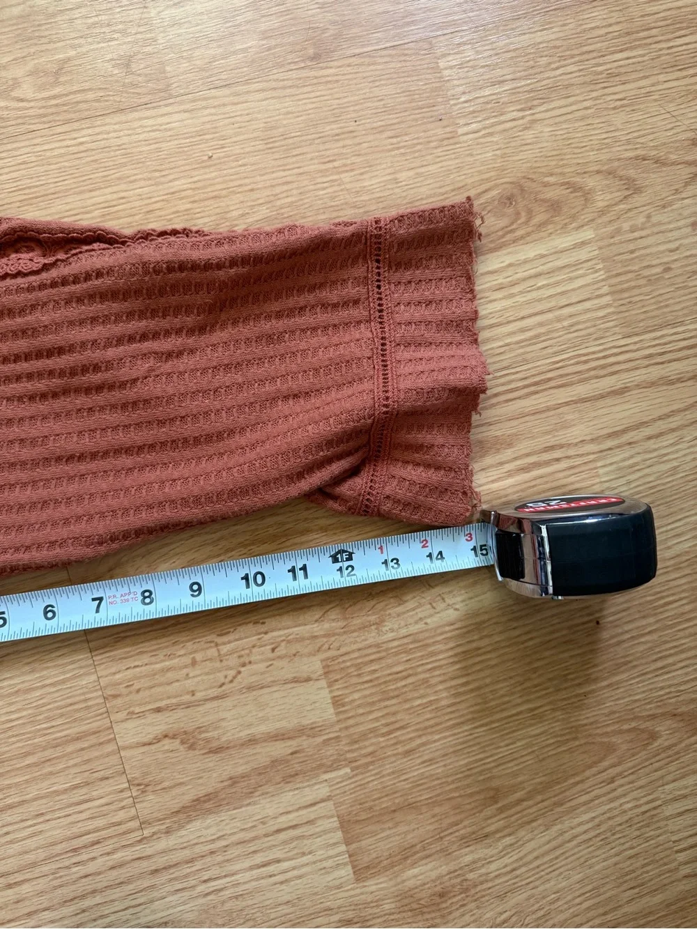 Free People Dylan Ribbed Lace-Trim Long Sleeve Crop Top Rust M - Picture 6 of 6